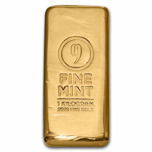 1 Kilo Cast-Poured Gold Bar - 9Fine Mint - Jewellery & Gold Store