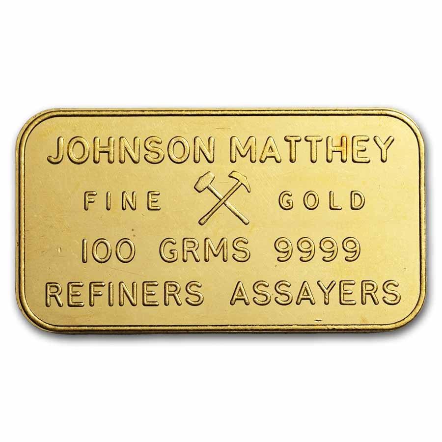 100 gram Gold Bar - Johnson Matthey (Handelsbank Zurich, Pressed) - Jewellery & Gold Store