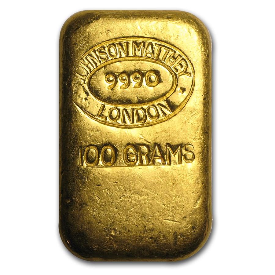 100 gram Gold Bar - Johnson Matthey-London (Poured) - Jewellery & Gold Store