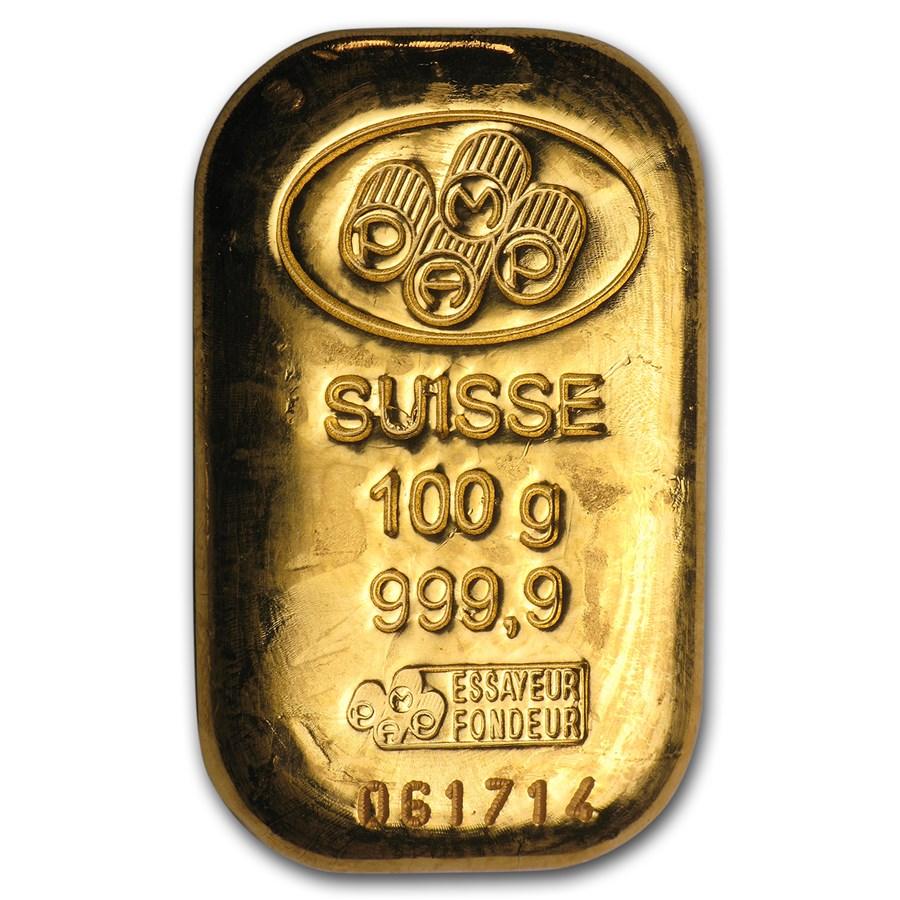 100 gram Gold Bar - PAMP Suisse (Cast w/o COA) - Jewellery & Gold Store