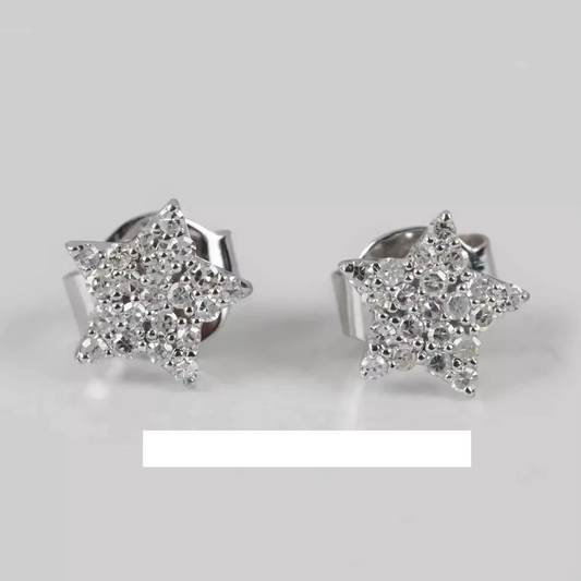 0.31ctw Lab-Grown Diamond Star Studs – Round Cut, DEF VS-VVS, 14K White Gold, IGI Certified