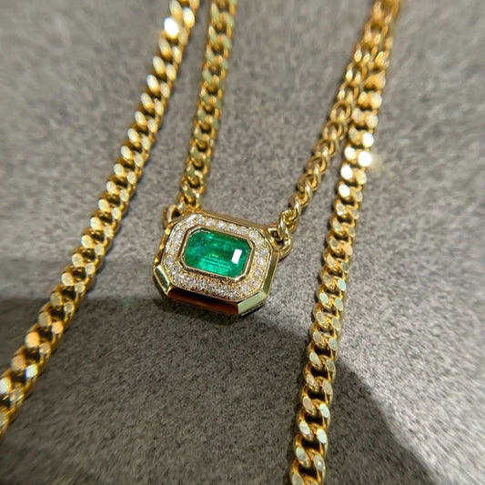 2023SX Emerald Necklace Fine Jewelry Pure 18K Gold Jewelry Natural Green Emerald 0.54ct Gemstones Pendants Fine Necklace - Jewellery & Gold Store