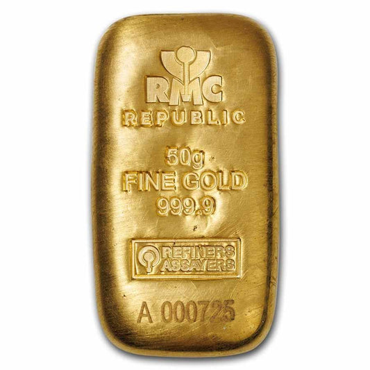 50 gram Gold Bar - Brand Name (w/Assay Card) - Jewellery & Gold Store