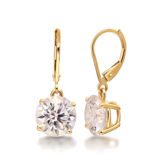 2ctw Lab-Grown Diamond Drop Earrings – 1ct Each, 14K Yellow Gold, IGI Certified Party Jewelry