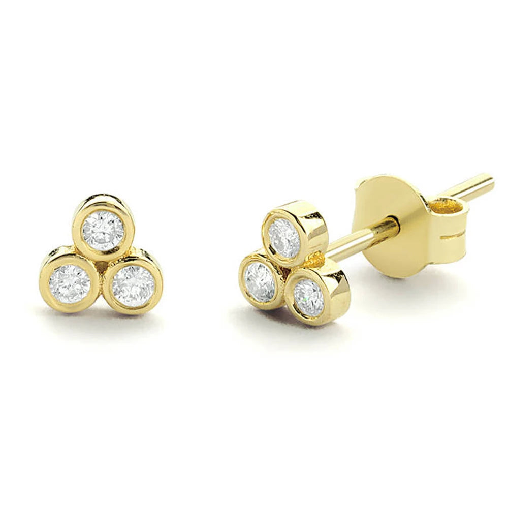 Earrings 14K Yellow Gold 0.21ct DE VS-VVS Lab Diamond Stud Female's