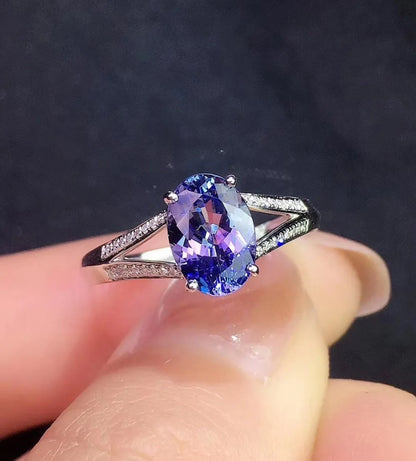 Ring 18K Gold 1.6ct Tanzanite Gemstones Diamonds Female Anniversary