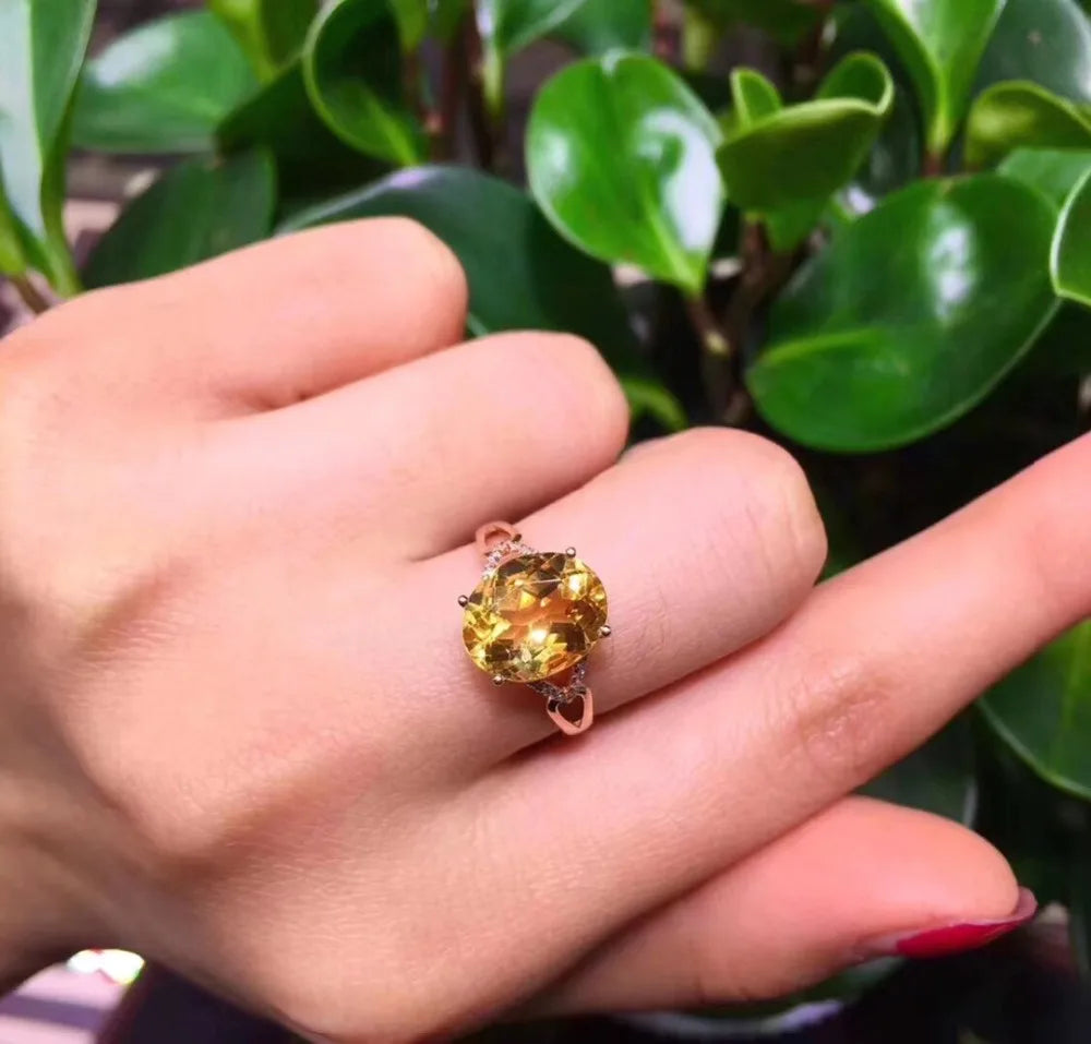 Ring 18K Gold 3.6ct Citrine Diamonds Anniversary Female's