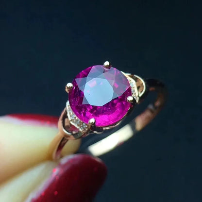 Ring 18K Gold 2.2ct Red Tourmaline Gemstone Female's Gift Brazil