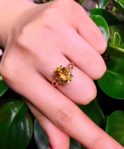 Ring 18K Gold 3.6ct Citrine Diamonds Anniversary Female's