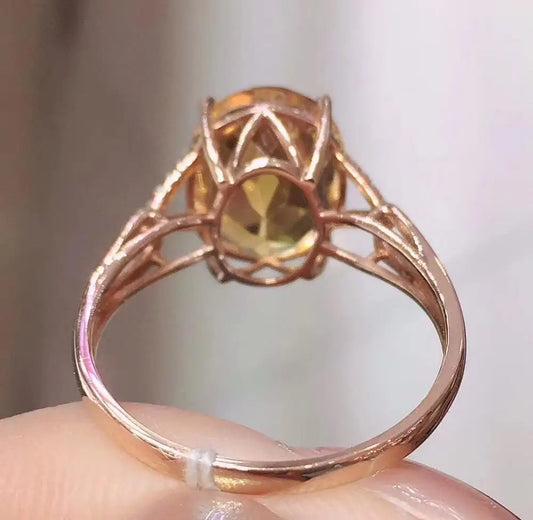 Ring 18K Gold 3.6ct Citrine Diamonds Anniversary Female's