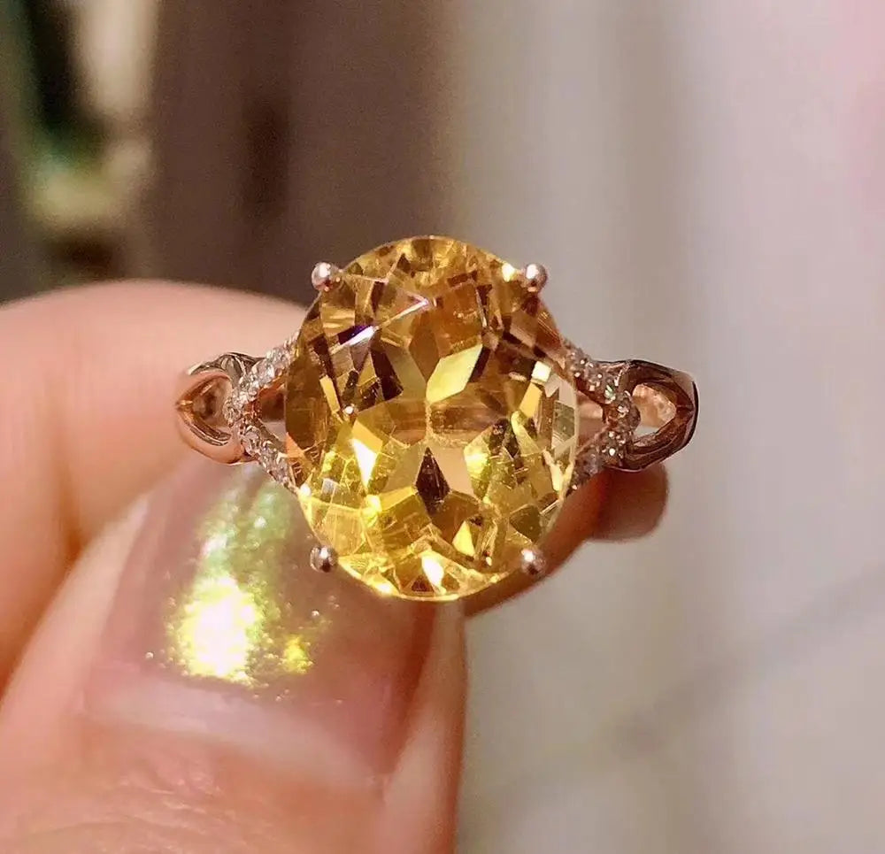 Ring 18K Gold 3.6ct Citrine Diamonds Anniversary Female's