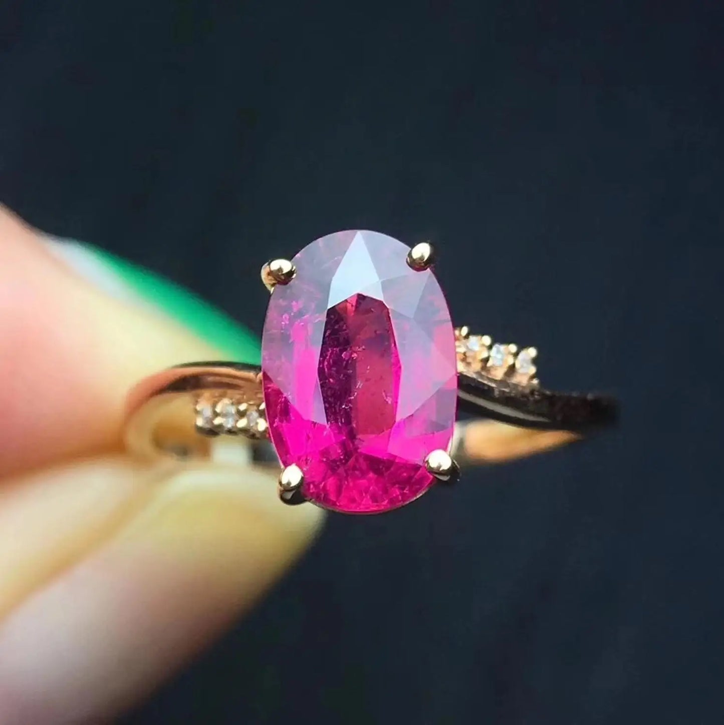 Ring 18K Gold 2.5ct Red Tourmaline Gemstone Female's Gift Brazil