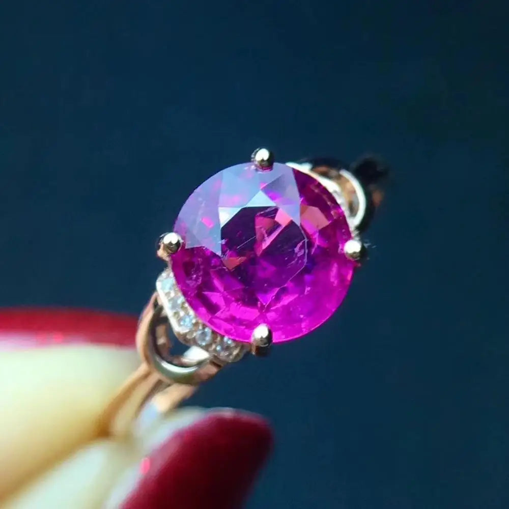 Ring 18K Gold 2.2ct Red Tourmaline Gemstone Female's Gift Brazil