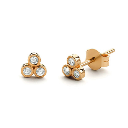 Earrings 14K Yellow Gold 0.21ct DE VS-VVS Lab Diamond Stud Female's