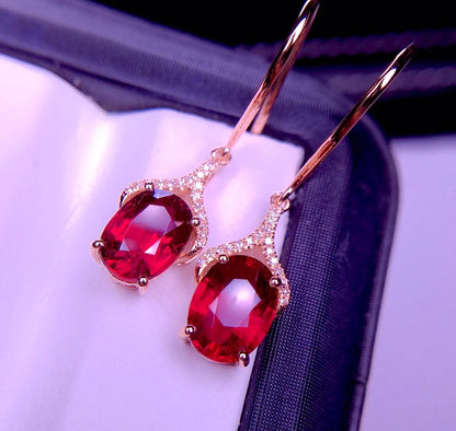 Earrings 18K Gold 3.8ct Tourmaline Gemstones Ethnic Stud Female's Fine