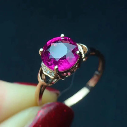 Ring 18K Gold 2.2ct Red Tourmaline Gemstone Female's Gift Brazil