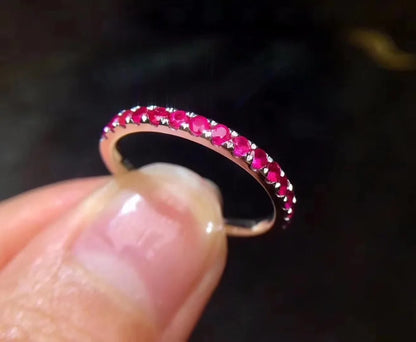 Ring 18K White Gold Pink Sapphire Gemstones Female Engagement