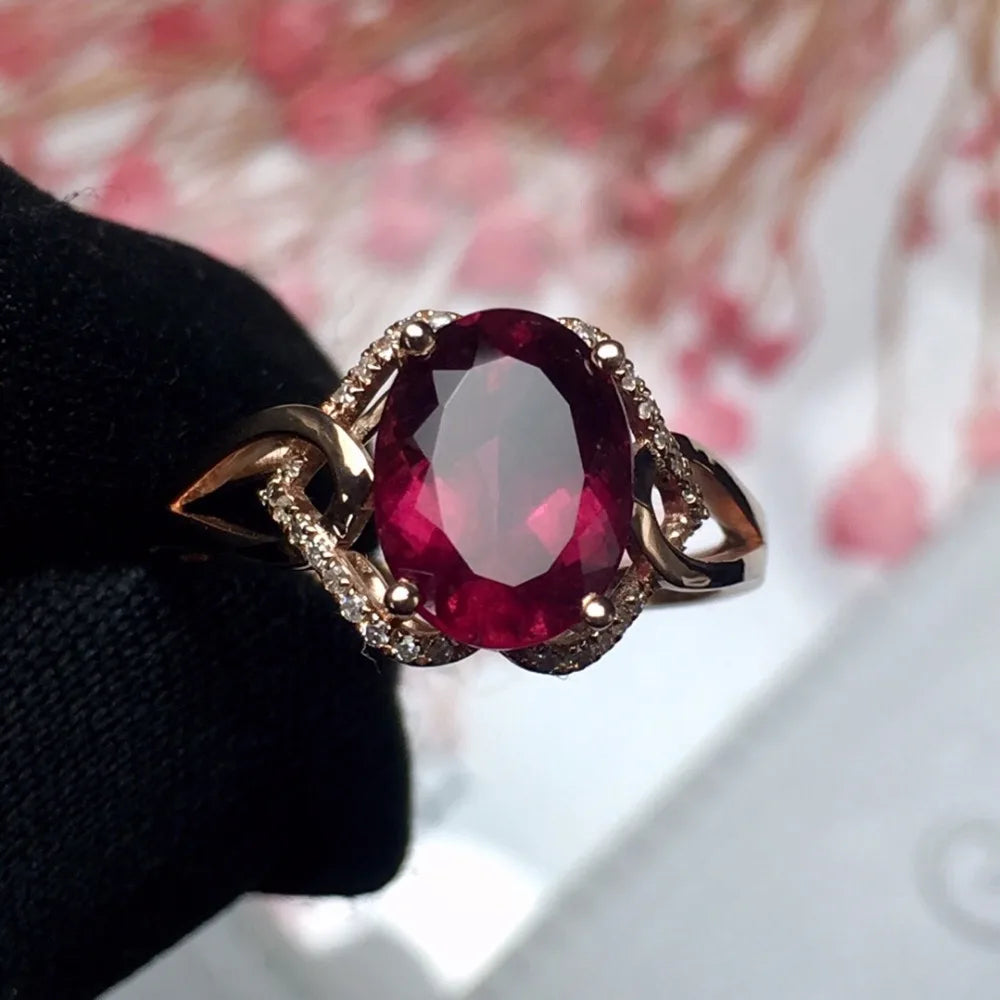 Ring 18K Gold 2.45ct Brazil Tourmaline Gemstone Female Fine Jewelry