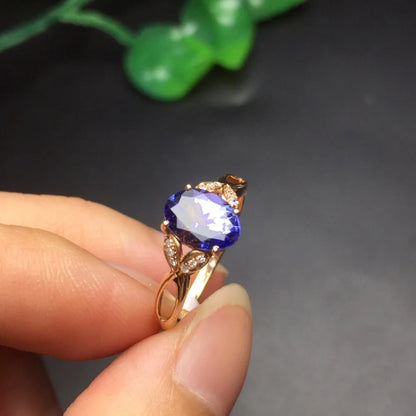 Ring 18K Rose Gold 0.75ct Tanzanite Gemstone Female's Fine