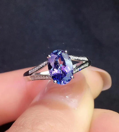 Ring 18K Gold 1.6ct Tanzanite Gemstones Diamonds Female Anniversary