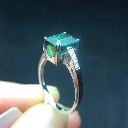 Ring 18K Gold 3ct Green Tourmaline Diamonds Male's Wedding