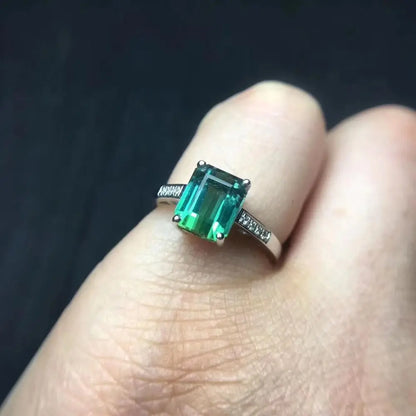 Ring 18K Gold 3ct Green Tourmaline Diamonds Male's Wedding