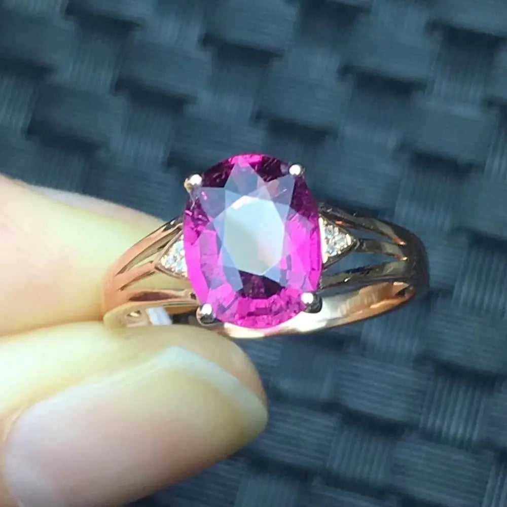 Ring 18K Gold 2.5ct Red Tourmaline Gemstone Female's Gift Brazil