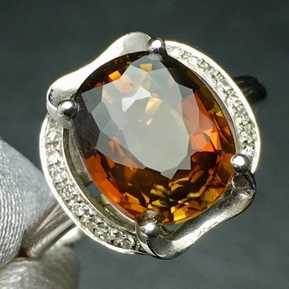 Ring 18K Gold 3.5ct Yellow Tourmaline Gemstone Diamonds Men's Wedding Ring