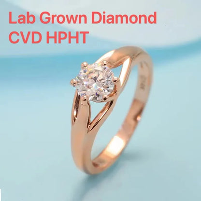 Ring 14K Rose Gold 1ct DEF VS Lab Diamond IGI Female's