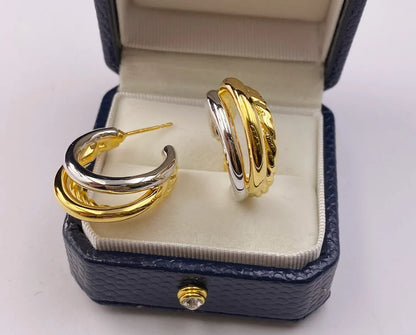 Earrings 18K Yellow Gold Chic Solid Studs Female's Fine Jewelry