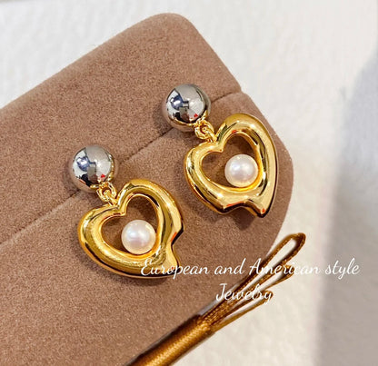 Earrings 18K Yellow Gold Chic Simple Stud Female's Fine Gift