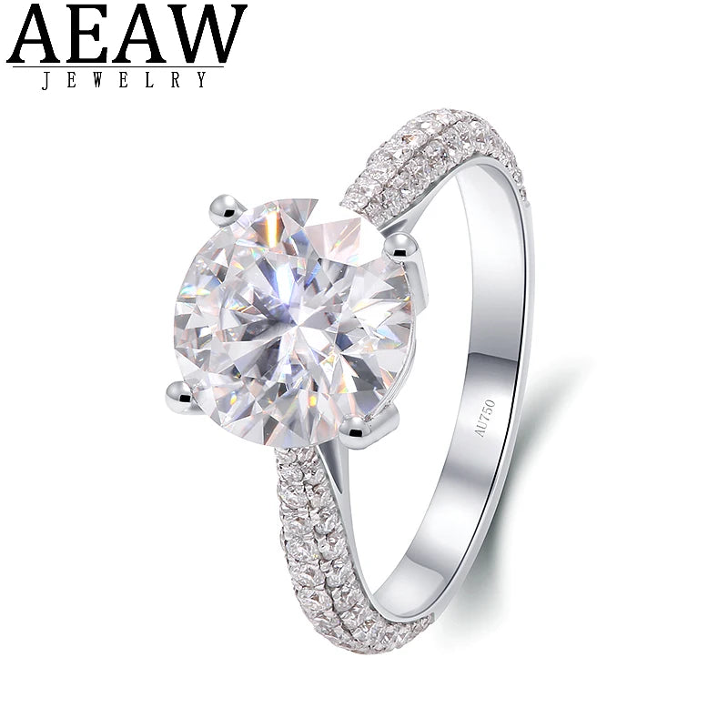 Ring 14K White Gold DEF Lab Diamond Round Cut Female's