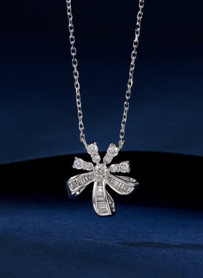 Necklace 18K White Gold 0.090ct White Diamonds Female's Fine Jewelry