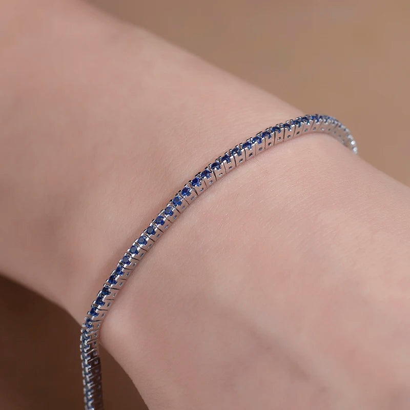 Bracelet 10K Gold 19CM Lenth 1.5MM Natural Sapphire Tennis