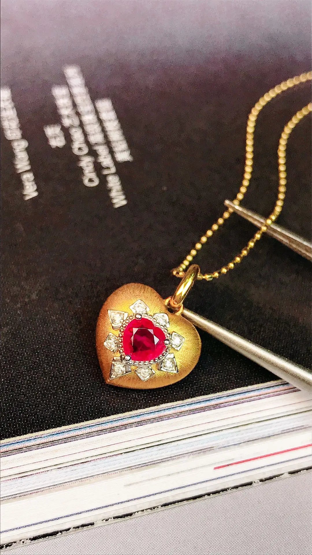 Pendant 18K Gold 0.45ct Vivid Red Ruby Gemstones Necklace for Women