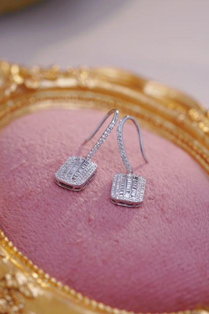 Earrings 18K White Gold 0.50ct White Diamonds Drop Female's Fine