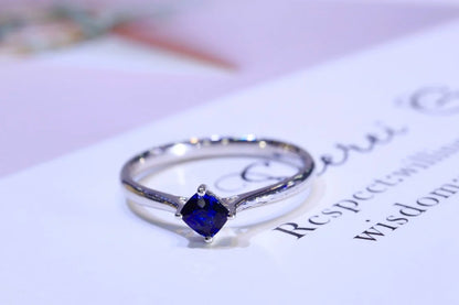 Ring 18K Gold 0.38ct Royal Blue Sapphire Gemstones Diamonds Female's