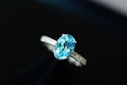 Ring 18K Gold 1.75ct Aquamarine Gemstones Diamonds Anniversary Female's