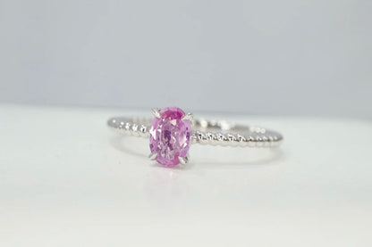 Ring 18K Gold 0.48ct Natural Pink Sapphire Padparadscha Gemstones for Women