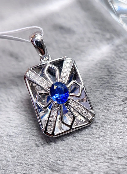 Pendant 18K Gold 0.20ct Cornflower Blue Sapphire Gemstones Necklace for Women