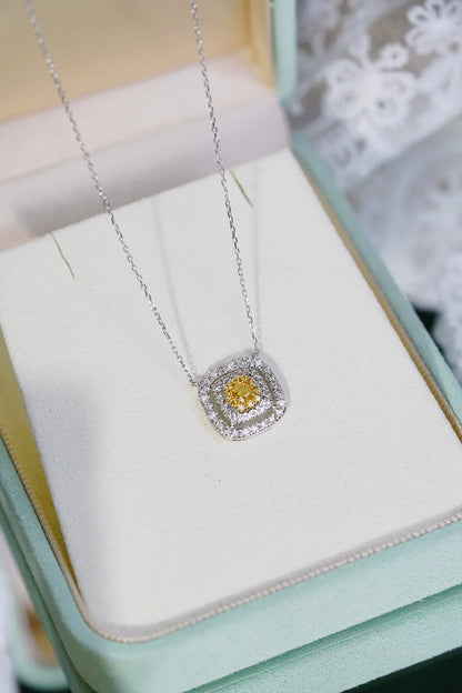 Necklace 18K Gold 0.12ct Yellow Diamonds Pendants Female's