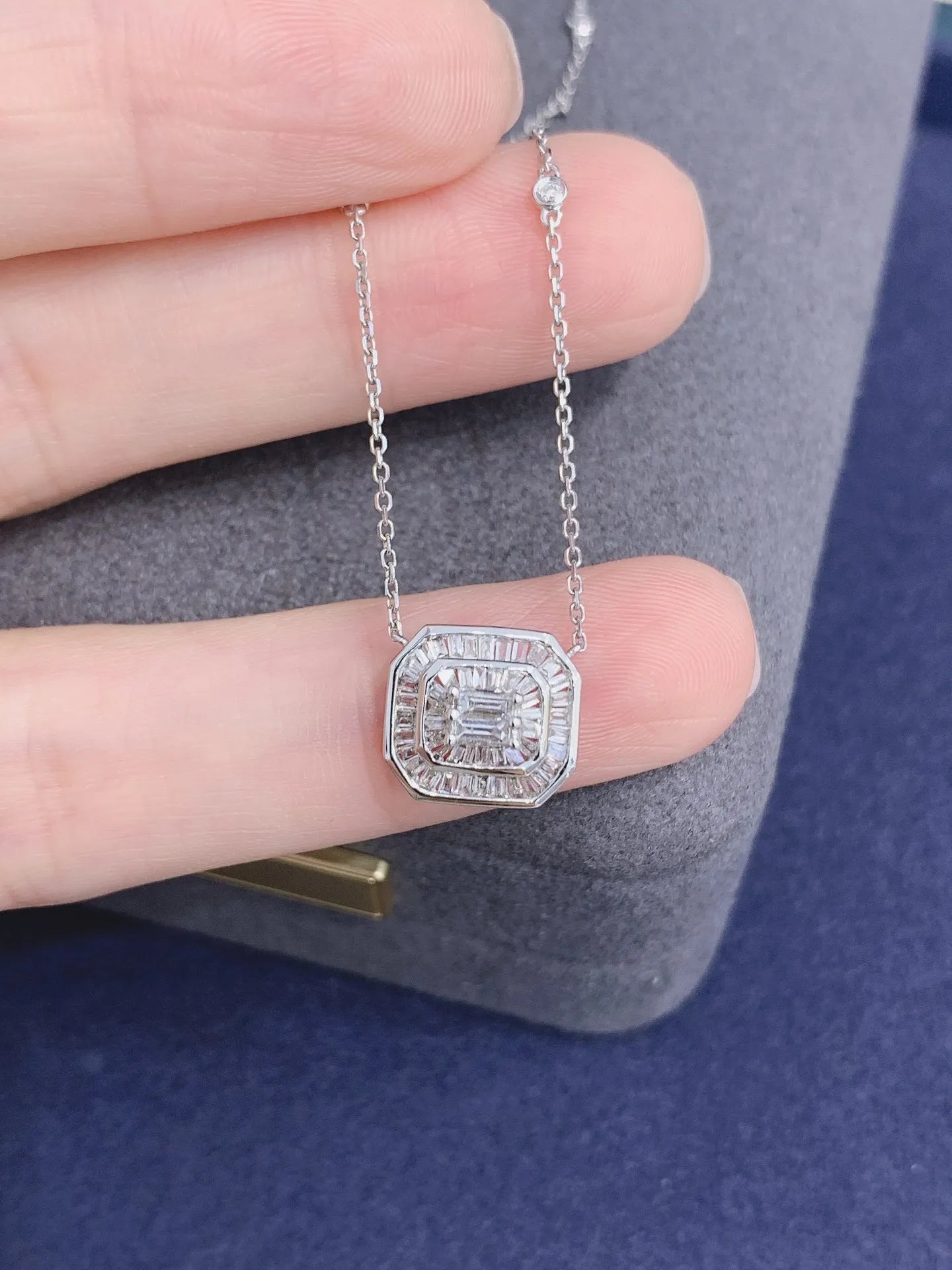 Necklace 18K White Gold 0.53ct White Diamonds Female's Fine Jewelry