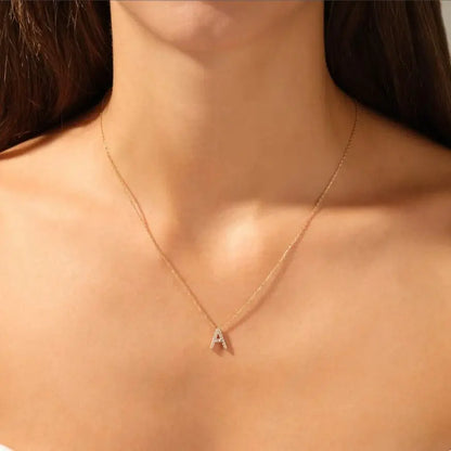 Necklace 14K Gold Letter Custom Initial EF VVS Lab Diamond Gift Female's