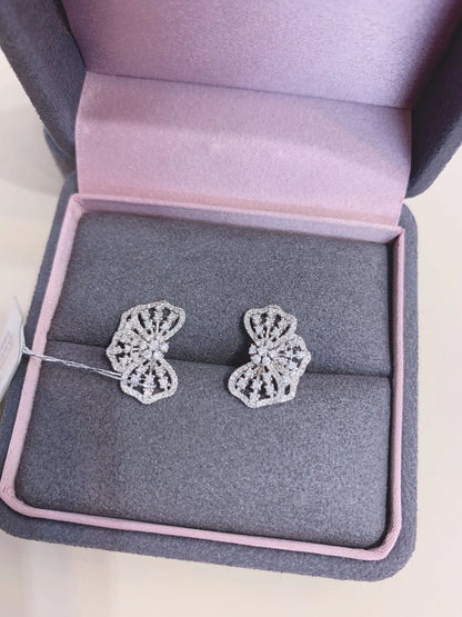 Earrings 18K White Gold 0.72ct White Diamonds Drop Female's Fine