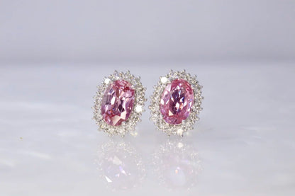 Earrings 18K Gold 1.10ct Padparadscha Sapphire Diamonds Drop Female's