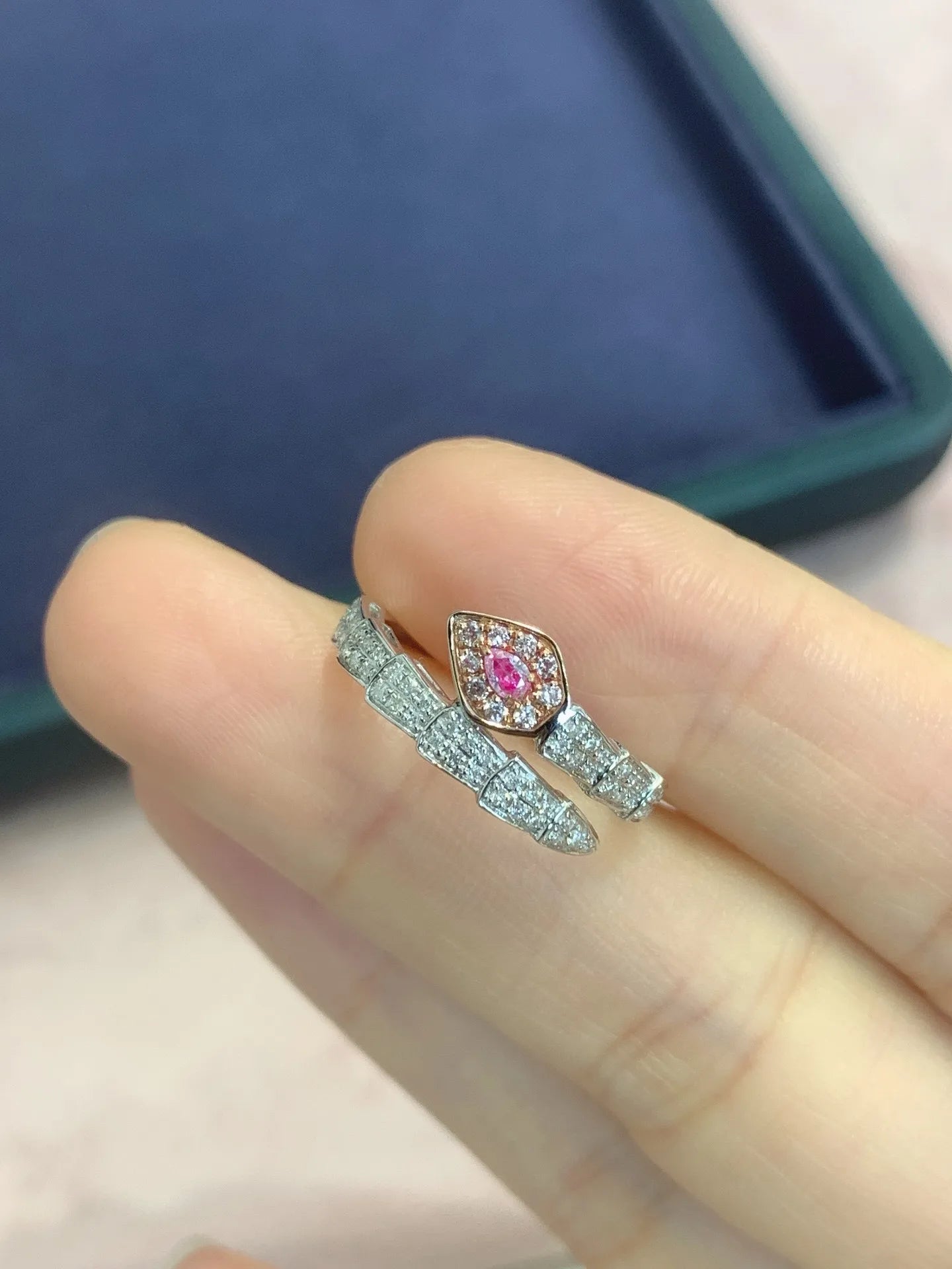 Ring 18K Gold Pink Diamond 0.06ct Solid Female's Engagement for Women