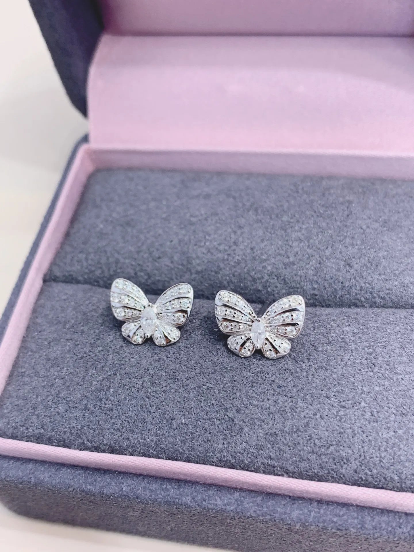 Earrings 18K White Gold 0.36ct White Diamonds Drop Female's Fine