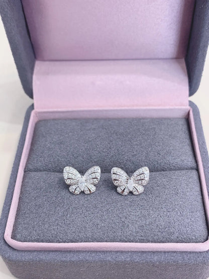 Earrings 18K White Gold 0.36ct White Diamonds Drop Female's Fine