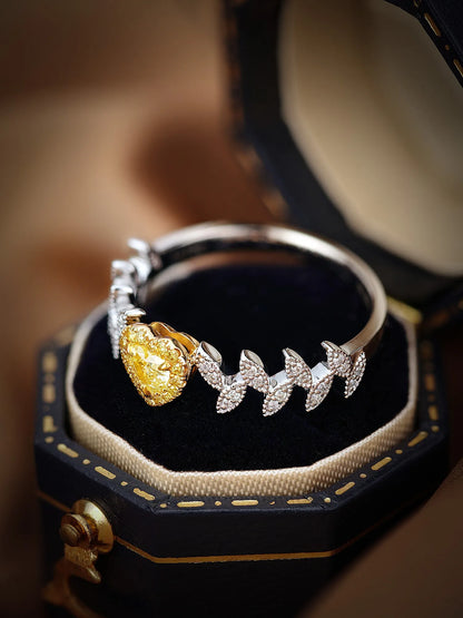 Ring 18K Gold 0.200ct Yellow Diamond Female's Engagement for Women