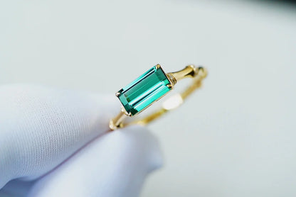 Ring 18K Gold 1.3ct Green Tourmaline Diamonds Male's Unisex